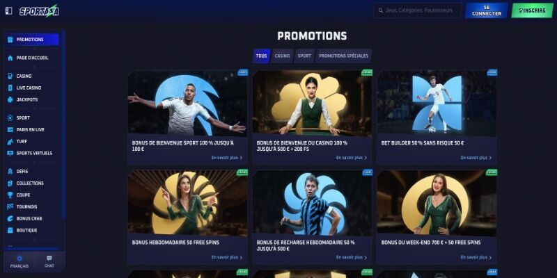 Capture d'écran de la page promotionnelle Sportaza