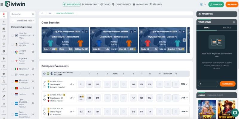 Capture d'écran de la page sport Ivibet