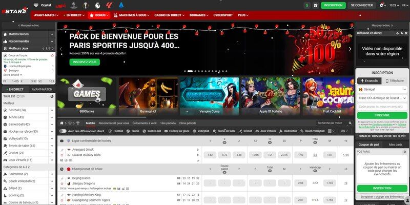 Image de la page sportive sur 888starz