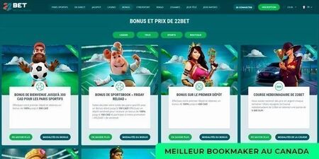 22bet Canada page promotionnelle
