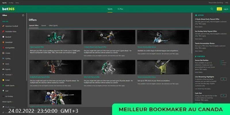 Bet365 Canada page promotionnelle