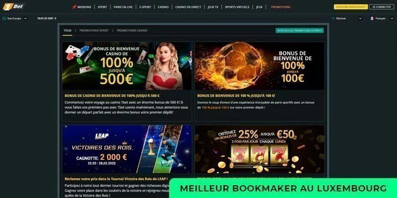 Meilleur bookmaker 1bet au Luxembourg - page promo