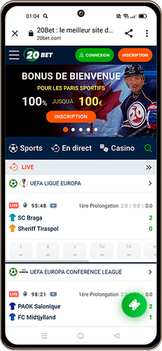 20bet Luxembourg application mobile