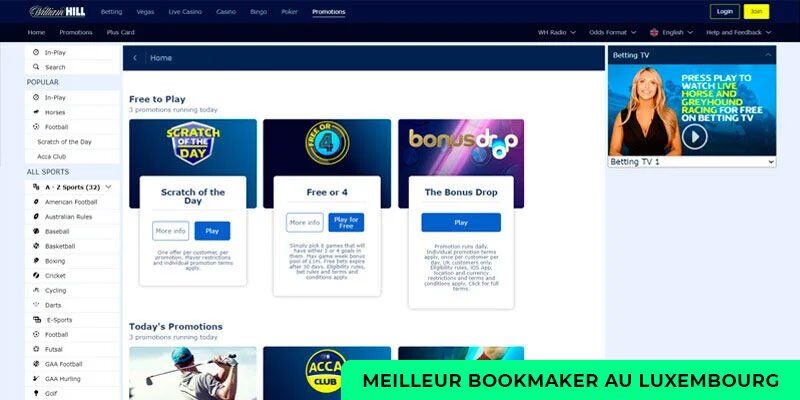 Meilleur bookmaker william hill au Luxembourg - page promo