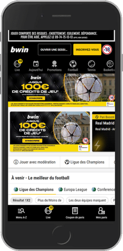 Capture d'écran mobile de la page sport de Bwin