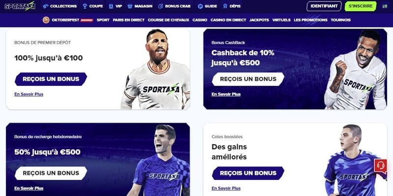 nouvelle page promotionnelle du bookmaker Sportaza
