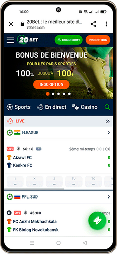 Tennis application mobile - 20bet
