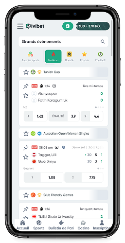 Capture d'écran mobile de la page sportive Ivibet