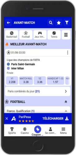 Capture d'écran mobile de la page sportive de Paripesa