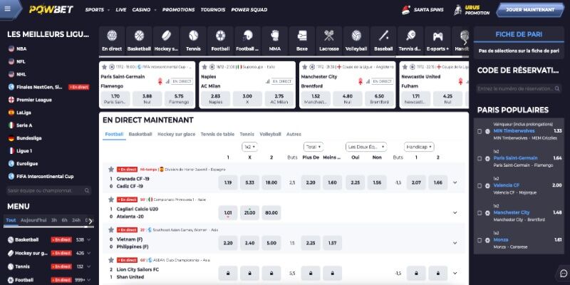 Capture d'écran de la page principale Powbet