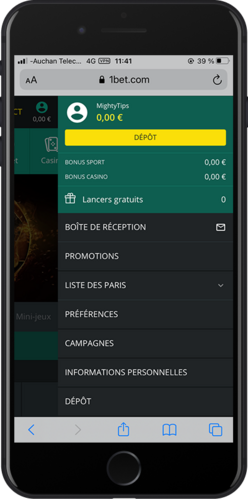 1bet menu de pari
