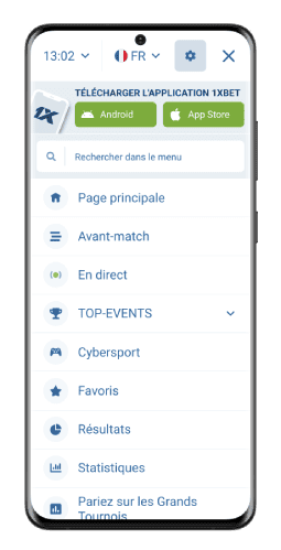 capture d'écran de la page d'accueil sur Android