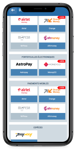 Capture d'écran de la page du système de paiement