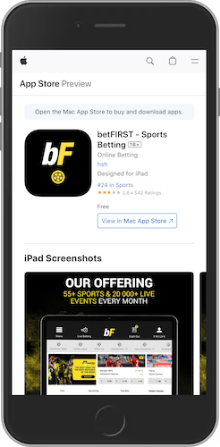 Capture d'écran mobile des BetFirst de App Store