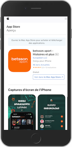 Installer l'appli Betsson sur iOS