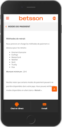 Service bancaire Betsson 2