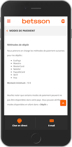 Service bancaire Betsson