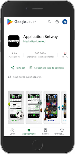 installer l'appli Betway sur Android Store