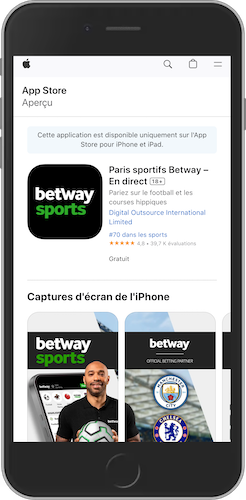 Installer l'appli Betway sur iOS App Store