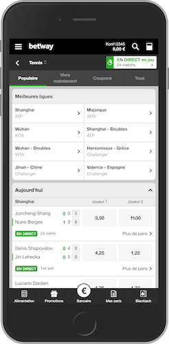 Les sports et compétitions disponibles sur l'application Betway 2