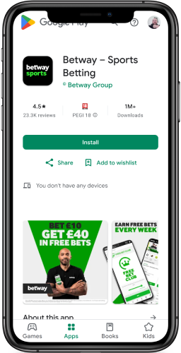  installer l'appli Betway sur Android Store