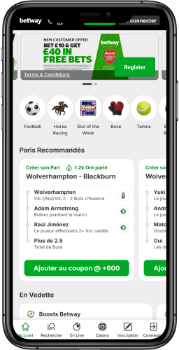 Les sports et compétitions disponibles sur l'application Betway