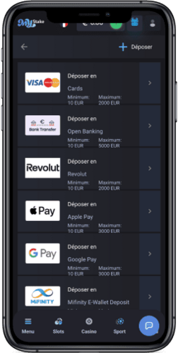 Capture d'écran de la page du système de paiement
