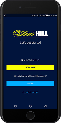 page de l'application de bienvenue de william hill