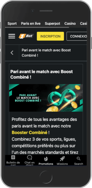 Pari avant le match avec Boost Combiné