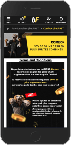 betFIRST avec la spéciale promo Combo+