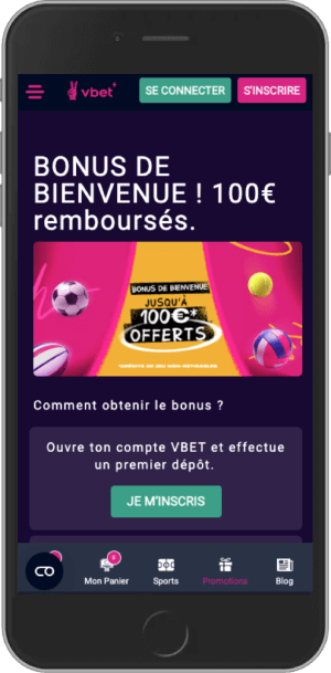 100 € pour la bienvenue chez Vbet