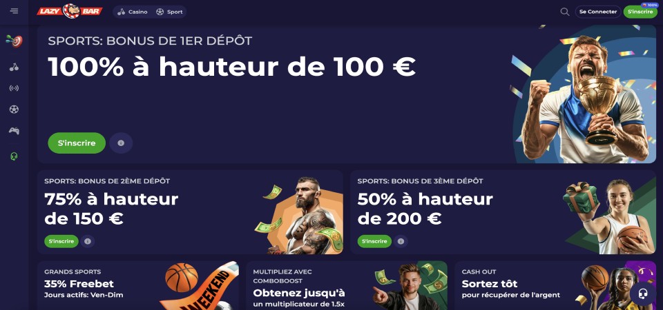 Capture d'écran de la page bonus du bookmaker