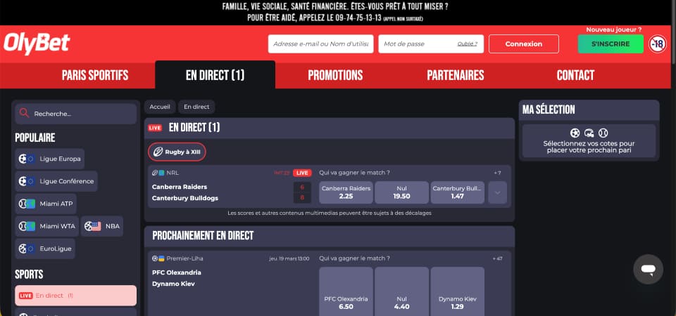 Aperçu des paris sportifs OlyBet