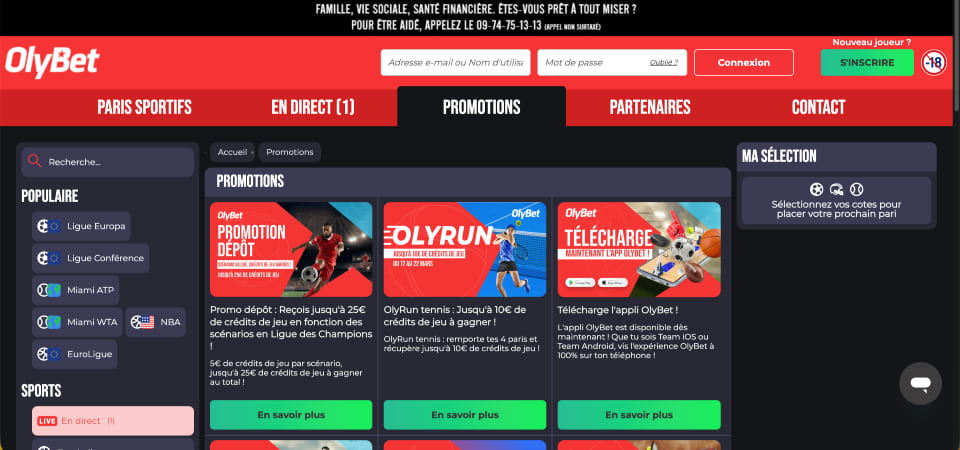 Bonus et promotions OlyBet