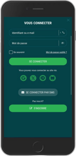 Capture d'écran mobile de la page de connexion