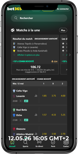 Capture d'écran de la page d'inscription mobile de bet365