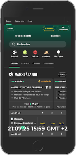 Capture d'écran de la page d'inscription mobile de bet365