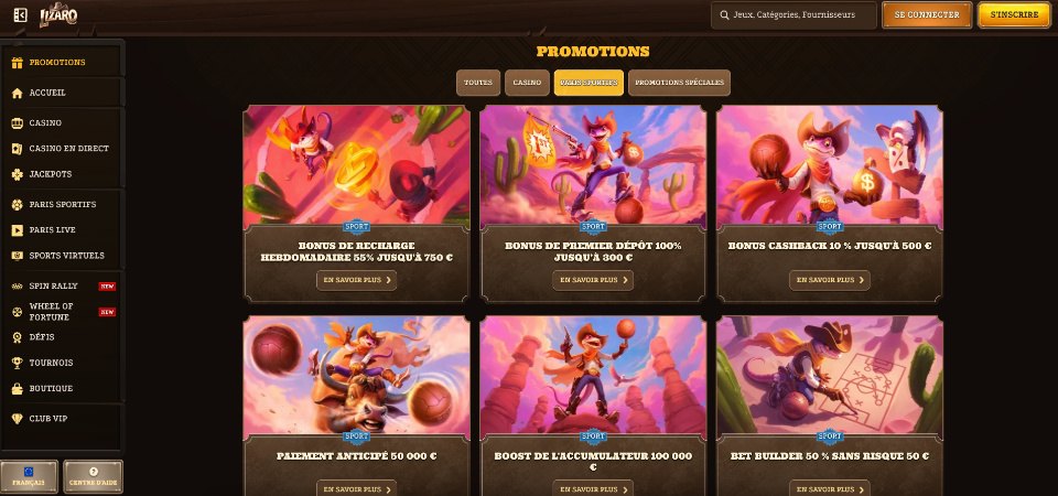 Offres de bonus et promotions Lizaro
