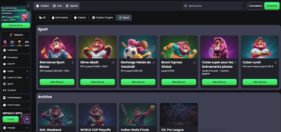 Bonus et promotions sport Tip-top.bet