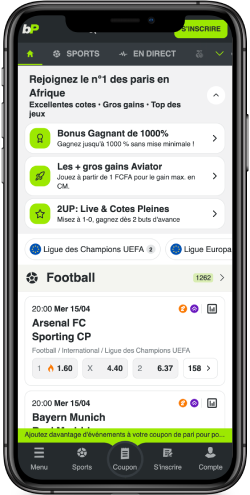 Capture d'écran mobile de la page en sport de betPawa