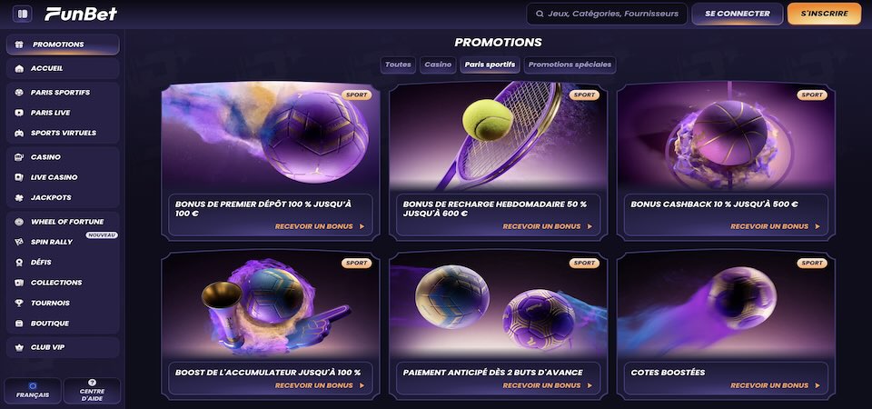 Capture d'écran de la page promotionnelle Funbet