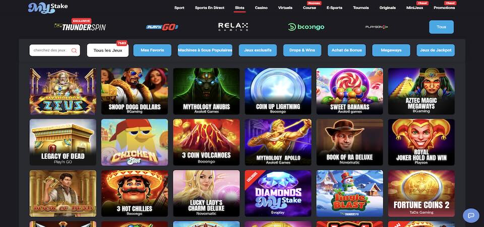 capture d'écran de la page du casino