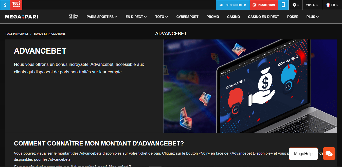 megapari advancebets bonus