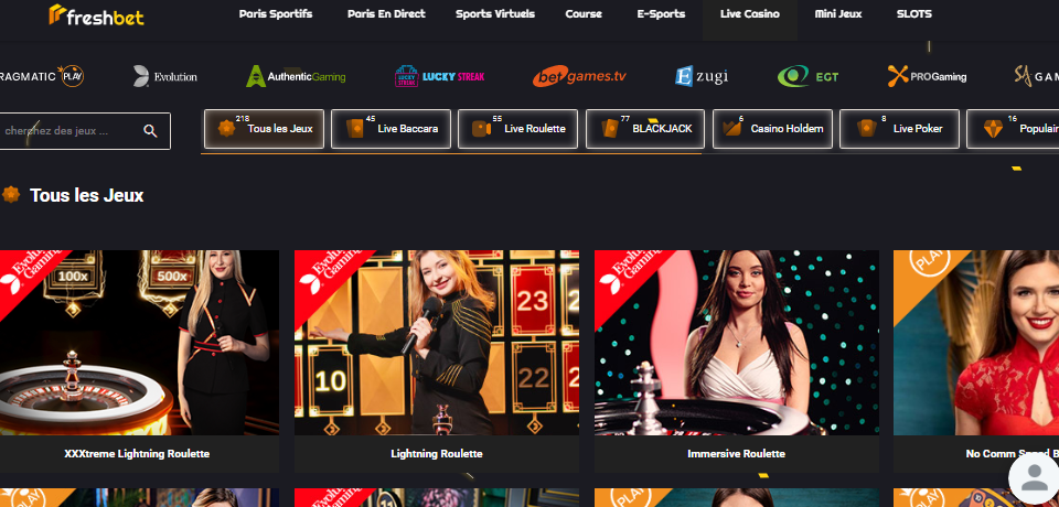 freshbet page de casino