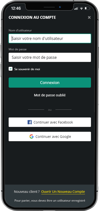 Page de connexion 1Bet
